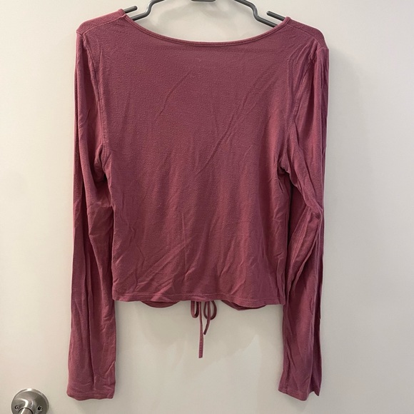 American Eagle Ruched Tieup Top in Dusty Mauve - Picture 2 of 3
